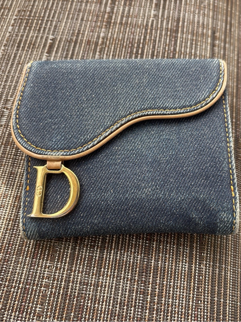 Dior saddle y2k denim compact wallet authentic